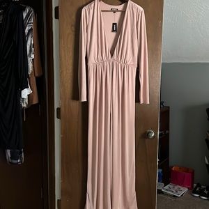 NWT express rose gold plunge maxi gown
